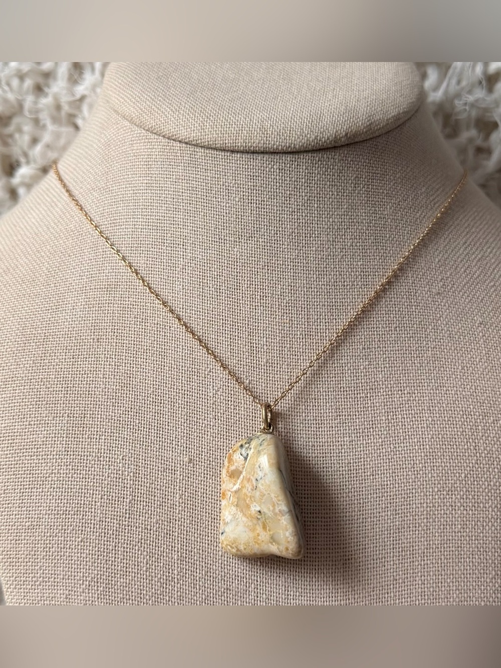 dendritic ocean jasper crystal pendant on thin dainty gold chain